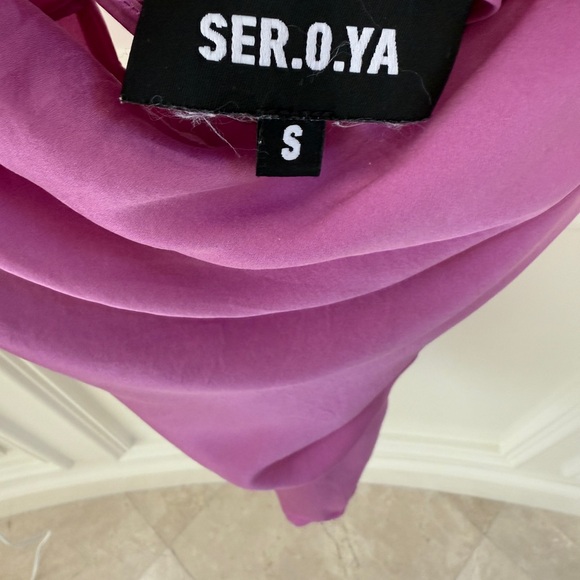 SER.O.YA Vibrant Pink Satin Dress - Picture 3 of 6
